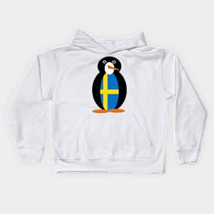 Swedish Flag Penguin Kids Hoodie